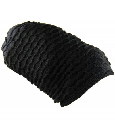 Skullies & Beanies Dreadlock Long Knit 100% Cotton Beanie/Visor Cap - Black - CC18846Y4LO $28.01