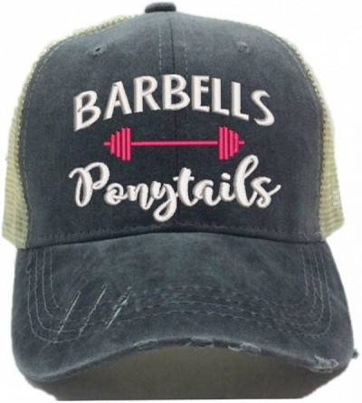 Baseball Caps Barbells Ponytails 2 Adult Custom Distressed Trucker Hat Women Funny Workout Ball Cap - Hot Pink - CQ18E6KCYDQ ...