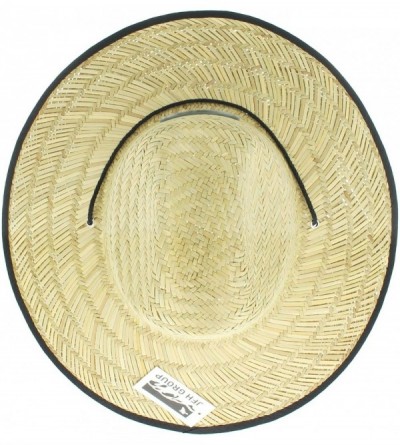 Sun Hats Men's Pierside Wide Brim Straw Sun Hat with Chin Cord - Black Lone Star - CK1822UWAAZ $20.97