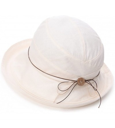 Baseball Caps Womens UPF50 Cotton Packable Sun Hats w/Chin Cord Wide Brim Stylish 54-60CM - 89051_beige - CK18E3ETCY2 $44.60
