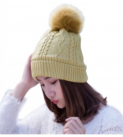 Bucket Hats Womens Slouchy Beanie Winter Hat Knit Warm Snow Ski Skull Cap- Khaki - CK12O7JEX04 $23.02