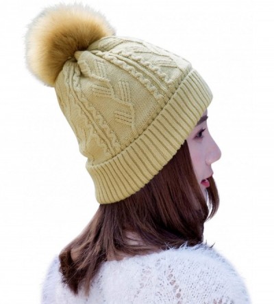 Bucket Hats Womens Slouchy Beanie Winter Hat Knit Warm Snow Ski Skull Cap- Khaki - CK12O7JEX04 $10.39