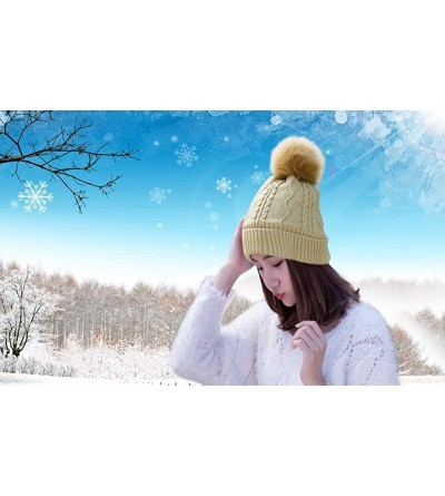 Bucket Hats Womens Slouchy Beanie Winter Hat Knit Warm Snow Ski Skull Cap- Khaki - CK12O7JEX04 $10.39