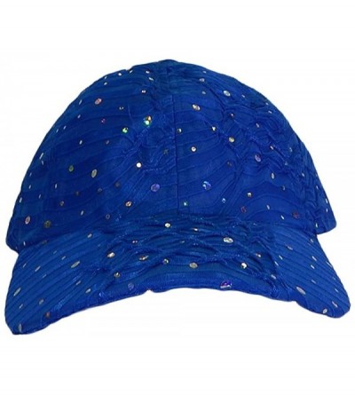Baseball Caps Glitter Sparkly Sequin Adjustable Baseball Cap Hat for Ladies (Royal Blue) - C718GWDTN7W $25.00
