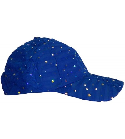 Baseball Caps Glitter Sparkly Sequin Adjustable Baseball Cap Hat for Ladies (Royal Blue) - C718GWDTN7W $15.79