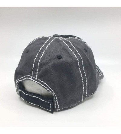 Baseball Caps Washed Cotton Distressed with Heavy Stitching Adjustable Baseball Cap - Black/Black/Charcoal Gray - CD18K36LD40...