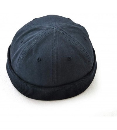 Skullies & Beanies Men Women Beanie Worker Sailor Cap Rolled Cuff Retro Brimless Hat - Blue - C018L9H5YQH $11.62