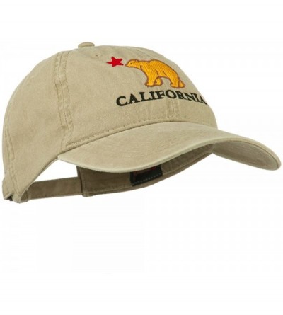 Baseball Caps California with Bear Embroidered Washed Cap - Khaki - CL11NY2ZFNP $20.98