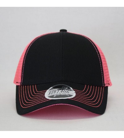 Baseball Caps Vintage Year Plain Two Tone Cotton Twill Mesh Adjustable Trucker Baseball Cap - Black/Neon Pink - CE18CXDSLMN $...