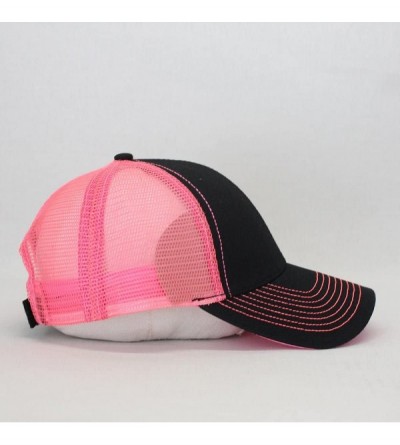 Baseball Caps Vintage Year Plain Two Tone Cotton Twill Mesh Adjustable Trucker Baseball Cap - Black/Neon Pink - CE18CXDSLMN $...