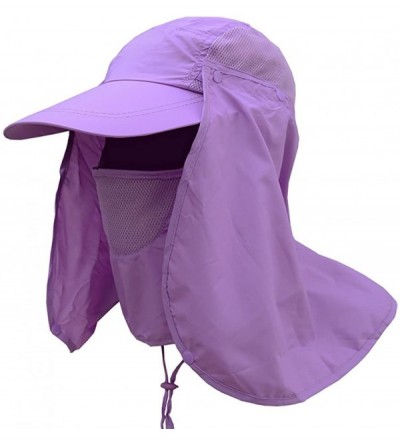 Sun Hats Fashion Summer Outdoor Sun Protection Fishing Cap Neck Face Flap Hat Wide Brim - Purple - CZ12OBKHD38 $23.95