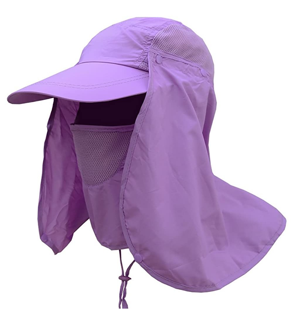 Sun Hats Fashion Summer Outdoor Sun Protection Fishing Cap Neck Face Flap Hat Wide Brim - Purple - CZ12OBKHD38 $14.93