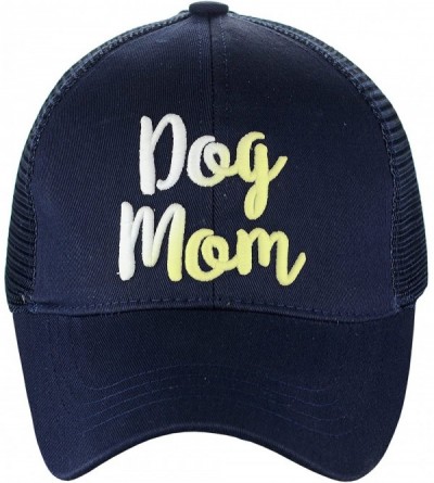 Baseball Caps Ponycap Color Changing 3D Embroidered Quote Adjustable Trucker Baseball Cap- Dog Mom- Navy - C218D9077CL $10.62