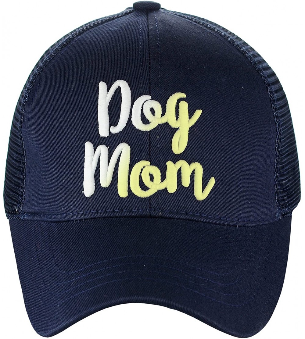 Baseball Caps Ponycap Color Changing 3D Embroidered Quote Adjustable Trucker Baseball Cap- Dog Mom- Navy - C218D9077CL $23.48