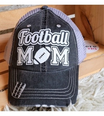 Baseball Caps Women's Football Mom Distressed Bling Baseball Cap - Grey/Whiteglitter - CH185020CSQ $20.95