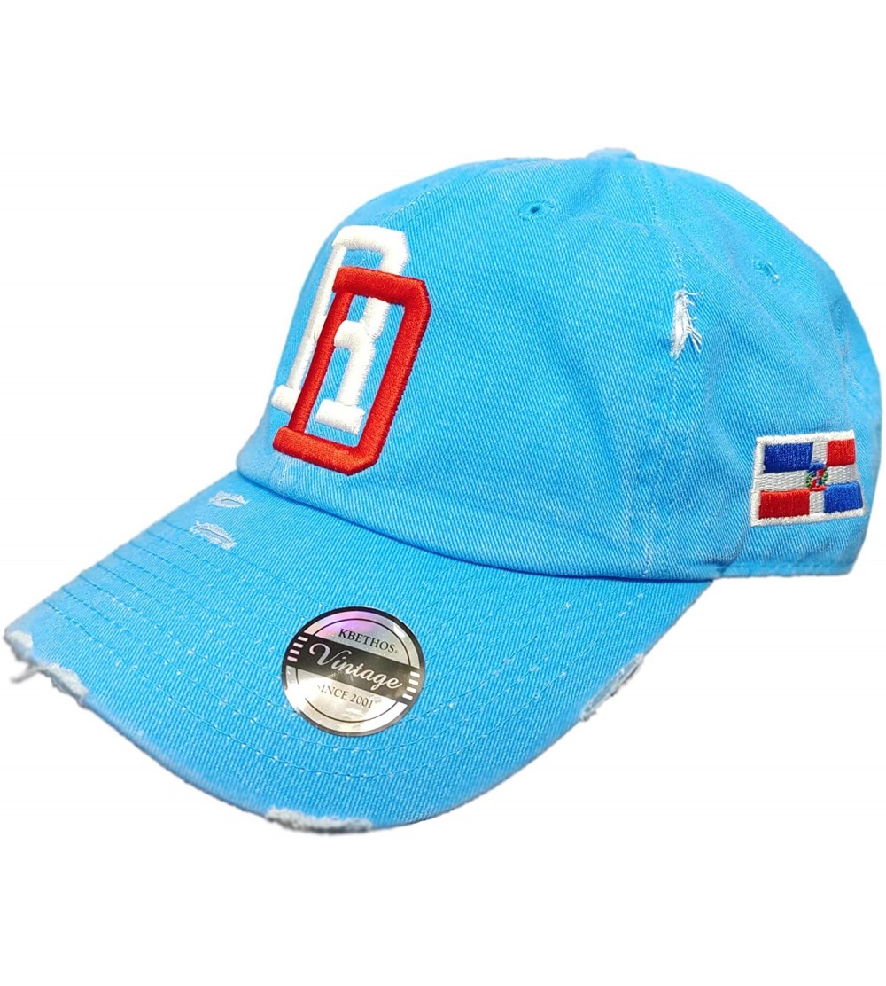 Baseball Caps Adjustable Vintage Cap Dominican Republic RD and Shield - Neon Aqua Rd - CK18X068CWX $24.86