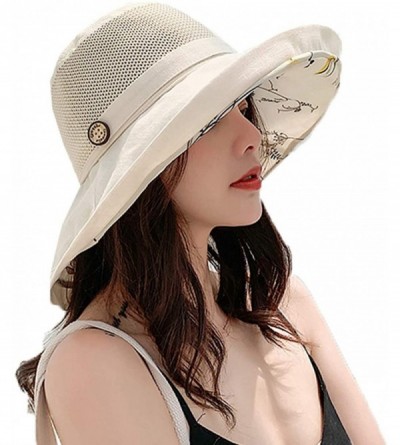 Sun Hats Cotton Reversible Bucket Foldable - A-beige - CY18UTL0LQX $29.44