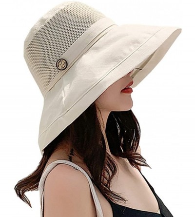 Sun Hats Cotton Reversible Bucket Foldable - A-beige - CY18UTL0LQX $15.08