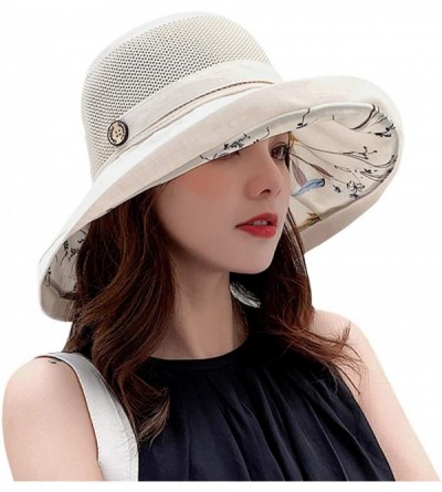 Sun Hats Cotton Reversible Bucket Foldable - A-beige - CY18UTL0LQX $15.08