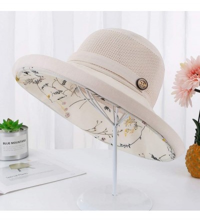 Sun Hats Cotton Reversible Bucket Foldable - A-beige - CY18UTL0LQX $15.08