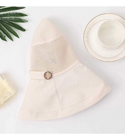 Sun Hats Cotton Reversible Bucket Foldable - A-beige - CY18UTL0LQX $15.08
