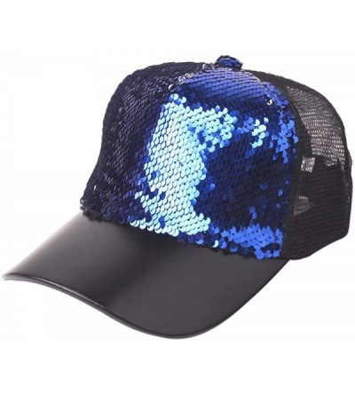 Baseball Caps Unisex Sequins Patchwork Mesh Cap Fashion Baseball Cap Outdoor Net Sun Hat - Blue - C618L65HO6A $23.99