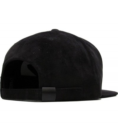 Baseball Caps Classic Snapback Hat Blank Cap - Cotton & Wool Blend Flat Visor - (1.1) Black Suede - C412KRL9RON $11.19