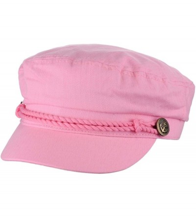 Newsboy Caps Unisex 100% Cotton Greek Fisherman Sailor Fiddler Driver Cap Hat - Pink - C218RN3EOLW $13.85