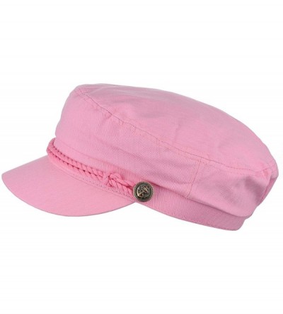 Newsboy Caps Unisex 100% Cotton Greek Fisherman Sailor Fiddler Driver Cap Hat - Pink - C218RN3EOLW $13.85