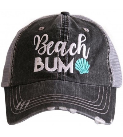 Baseball Caps Beach Bum Women's Distressed Grey Trucker Hat - Grey/Mint - CP18C42G284 $41.06