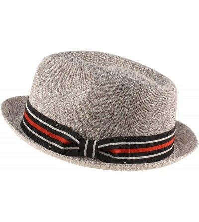 Fedoras Men's Sharp Summer Lightweight Linen Derby Fedora Upturn Brim Hat - Gray - CK12ER1VR4H $12.87