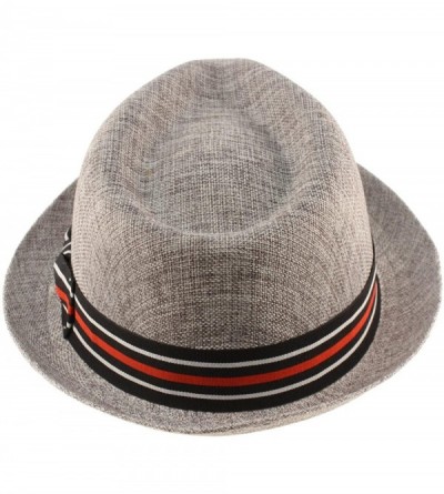 Fedoras Men's Sharp Summer Lightweight Linen Derby Fedora Upturn Brim Hat - Gray - CK12ER1VR4H $12.87