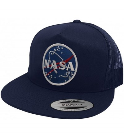 Baseball Caps 5 Panel NASA Space Meatball Embroidered Patch Snapback Mesh Back Cap - Navy - C812HQQ8SDX $39.56