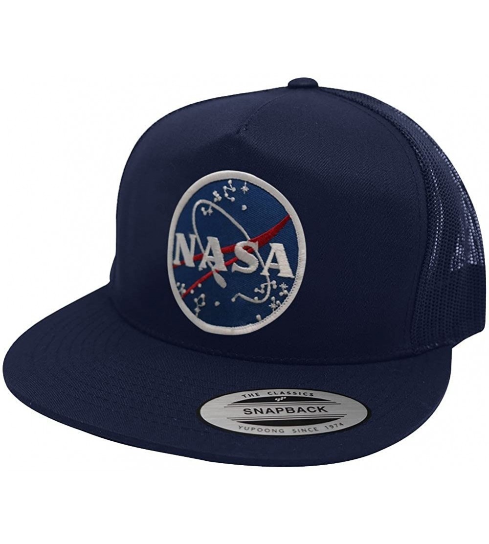 Baseball Caps 5 Panel NASA Space Meatball Embroidered Patch Snapback Mesh Back Cap - Navy - C812HQQ8SDX $20.01