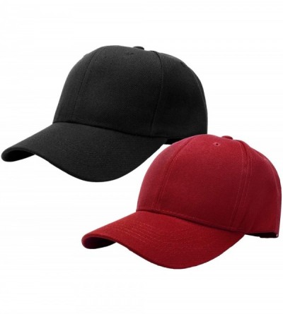 Baseball Caps 2pcs Baseball Cap for Men Women Adjustable Size Perfect for Outdoor Activities - Black/Burgundy - CX195CZTTGG $...