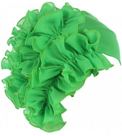 Cold Weather Headbands Womens Wrap Cap Flower Chemo Hat Beanie Scarf Turban Headband - Green - CQ18IO3KKW3 $17.86