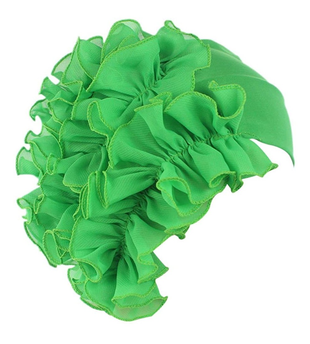 Cold Weather Headbands Womens Wrap Cap Flower Chemo Hat Beanie Scarf Turban Headband - Green - CQ18IO3KKW3 $8.82