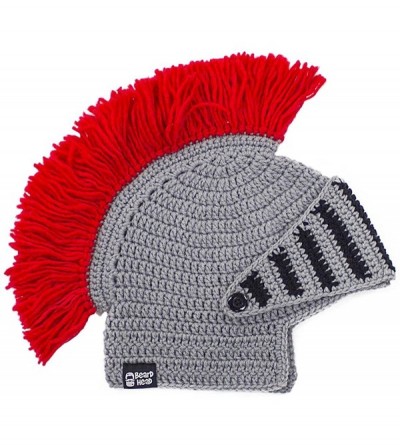 Skullies & Beanies Knight Beard Beanie - Funny Knitted Helmet and Fake Beard and Visor - Black - C711HYIXMO9 $40.07