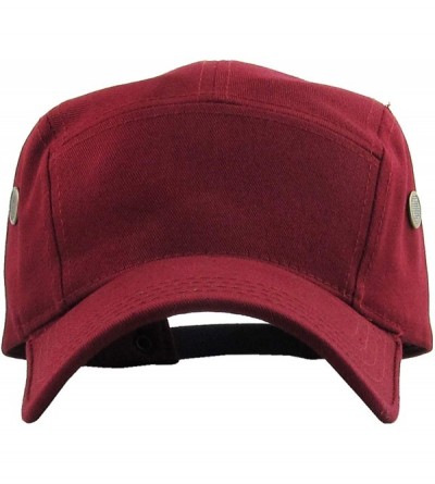 Baseball Caps Five Panel Solid Color Unisex Adjustable Army Military Cadet Cap - Burgundy - CD1880LQUH6 $9.21