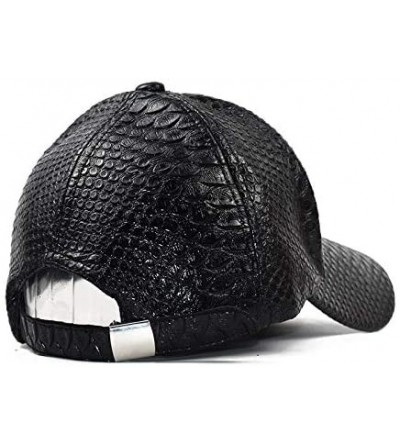Baseball Caps Snakeskin-Leather Baseball-Cap Unisex Casual-Dad-Hat Adjustable Snapback for Women Men - Black - CA18XIZISXD $1...