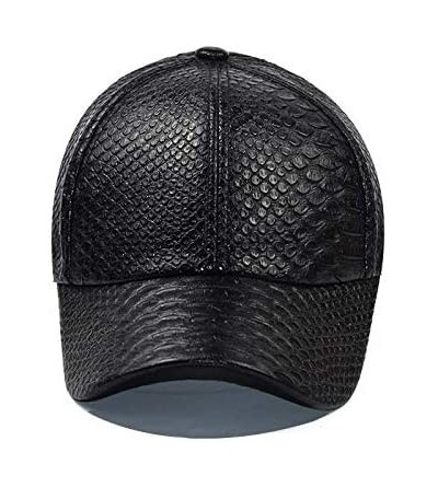 Baseball Caps Snakeskin-Leather Baseball-Cap Unisex Casual-Dad-Hat Adjustable Snapback for Women Men - Black - CA18XIZISXD $1...