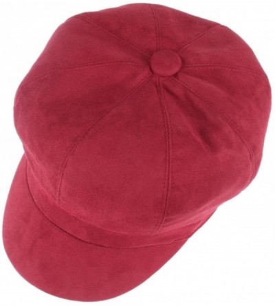 Berets Newsboy Cabbie Beret Cap for Women Beret Visor Bill Hat - Red - CE12MYDVXGF $9.67