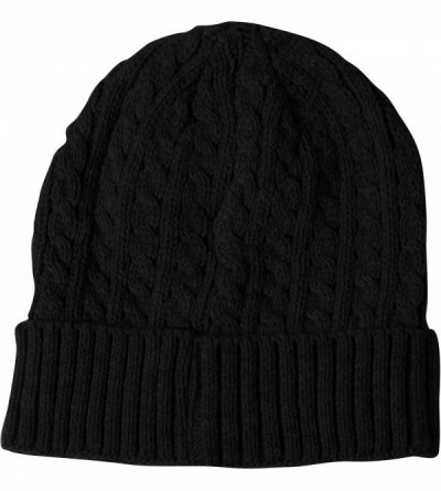 Skullies & Beanies Fashionable Unisex Thick Warm Twisted Cable Knit Winter Beanie Cap Hat - Ebony Black - CQ129940NRT $10.51