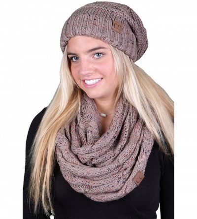 Skullies & Beanies Oversized Slouchy Beanie Bundled with Matching Infinity Scarf - A Confetti Taupe Design - C9188YRN7GU $26.49