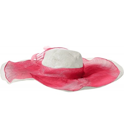 Sun Hats Women's Sinamay Hat with Overlay - Fuchsia - CN128ECCP6J $20.93