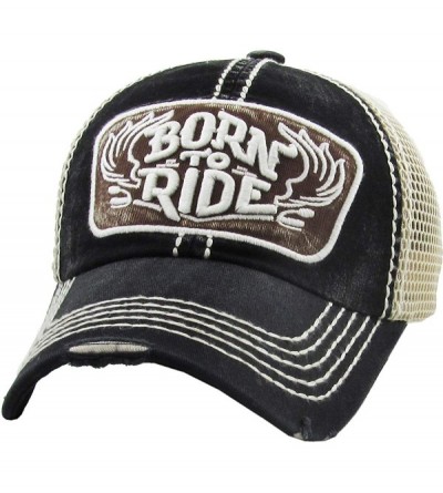 Baseball Caps Ride Caps Collection Distressed Baseball Cap Dad Hat Adjustable Unisex - (6.2) Black Born to Ride - CH12F0C32D1...
