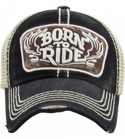 Baseball Caps Ride Caps Collection Distressed Baseball Cap Dad Hat Adjustable Unisex - (6.2) Black Born to Ride - CH12F0C32D1...