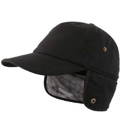 Baseball Caps Winter Hat with Brim Earflap Fitted Hat Faux Fur Baseball Cap for Men - Black - CO18ASTWYOG $16.80