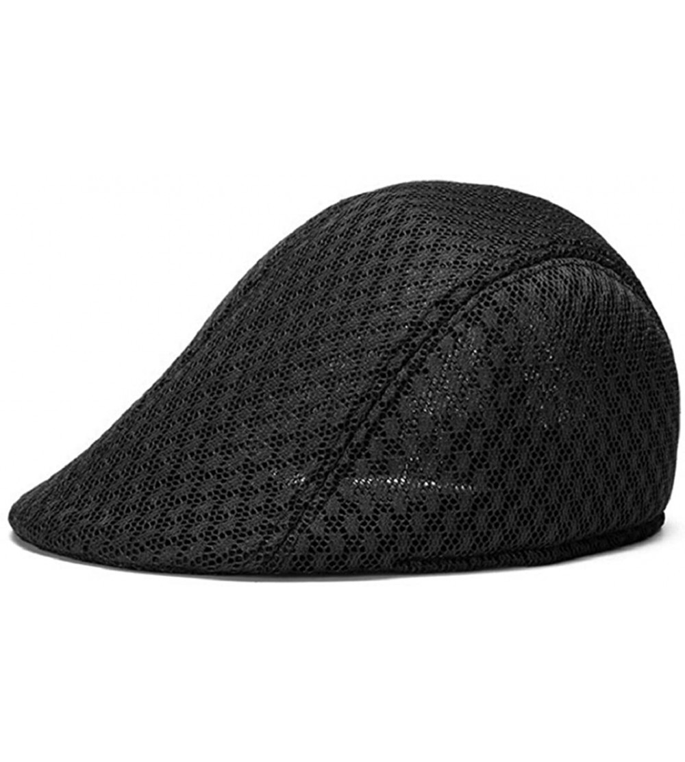 Newsboy Caps Unisex Duck Mesh Sun Flat Cap Golf Beret Newsboy Cabbie Hat - Black - CW12O8GLOHM $8.67