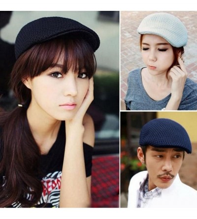 Newsboy Caps Unisex Duck Mesh Sun Flat Cap Golf Beret Newsboy Cabbie Hat - Black - CW12O8GLOHM $8.67